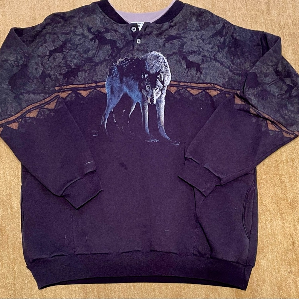 Vintage Wolf Graphic Sweater cotton blend